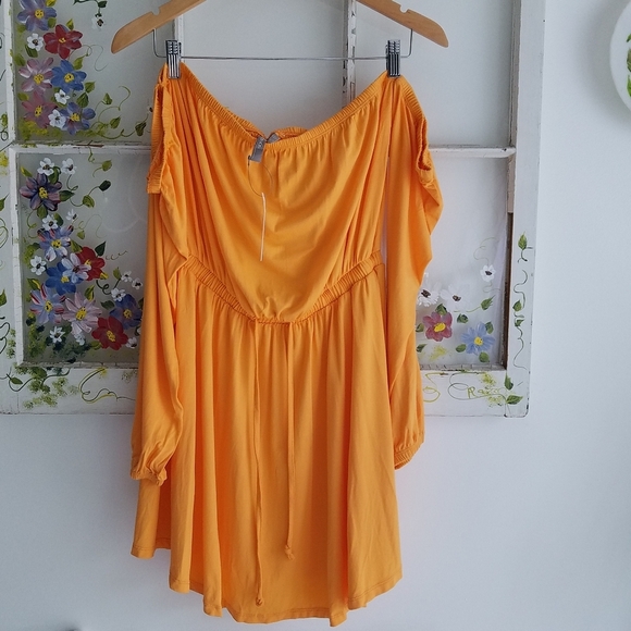NWT ASOS Bardot Long Sleeve Skater Dress Citrus Orange Size 10 - Picture 2 of 8